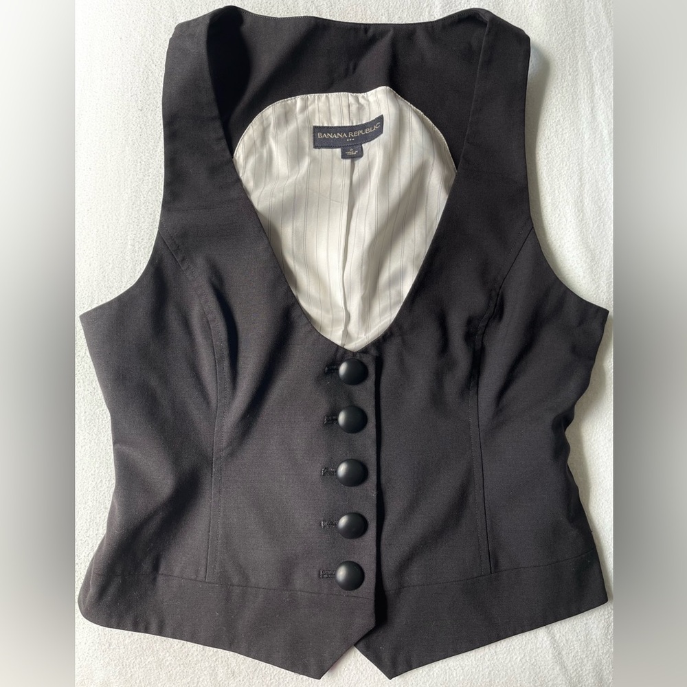 Banana Republic Black Buttoned Vest